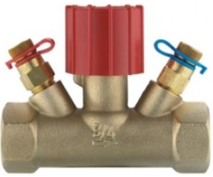 HERZ STRÖMAX-MS 4216 regulačný ventil DN15, s ručným ovládaním, s meracími ventilčekmi, priamy, vnútorný závit, kúrenie, mosadz