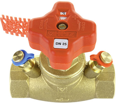 HERZ STRÖMAX-GM 4217 vyvažovací ventil DN40, s meracími ventilčekmi, priamy, uzatvárací, vnútorný závit, kúrenie, mosadz