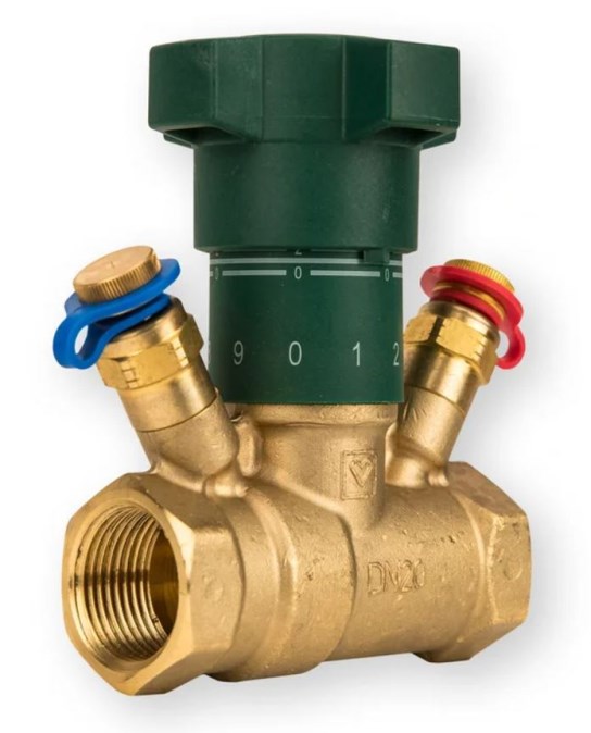 HERZ STRÖMAX 4217 GNW vyvažovací ventil DN20, s meracími ventilmi, priamy, uzatvárací, vnútorný závit, voda, mosadz