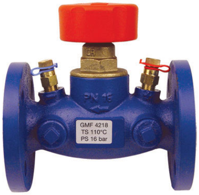 HERZ STRÖMAX-GMF 4218 vyvažovací ventil DN40, s meracími ventilčekmi, priamy, uzatvárací, prírubový, kúrenie, liatina