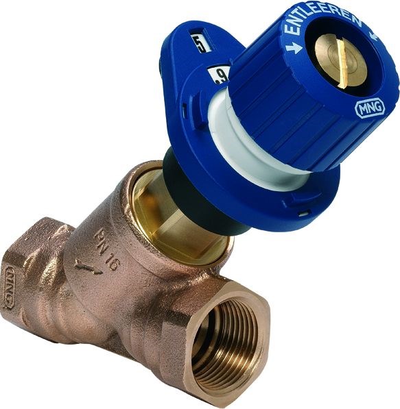 RESIDEO BRAUKMANN KOMBI 3 PLUS stúpačkový ventil pre vykurovacie systémy, DN40, RP-1 1/2"x1 1/2" MM, 16bar, 130°C, závitový, s modrou krytkou, bronz