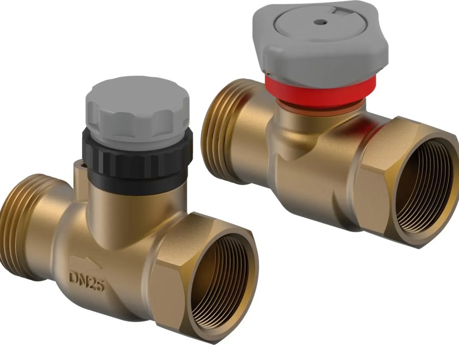 UPONOR VARIO set regulačných guľových ventilov G1–Rp1, k rozdeľovaču, voda, mosadz (sada)
