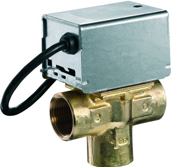 RESIDEO HONEYWELL HOME ventil rozdeľovací pre vykurovacie systémy, 3/4"M, 8,6bar, 88°C, závitový, 3-cestný, elektrický, s vratnou pružinou, mosadz