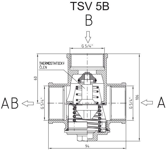 REGULUS TSV5B zmiešavací ventil DN32, G5/4"F, 60°C, termostatický, závitový, voda, mosadz