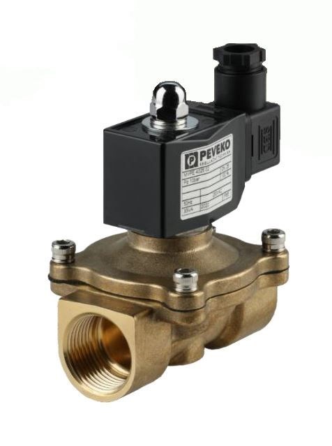 PEVEKO MVPE elektromagnetický ventil DN50, dvojcestný, VITON, mosadz