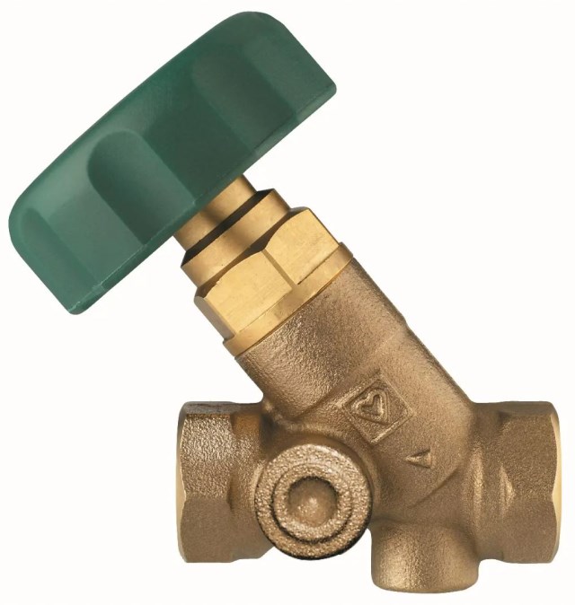 HERZ STRÖMAX-WD 4125 uzatvárací ventil DN25, nestúpavé vreteno, šikmý, vnútorný závit, voda, mosadz