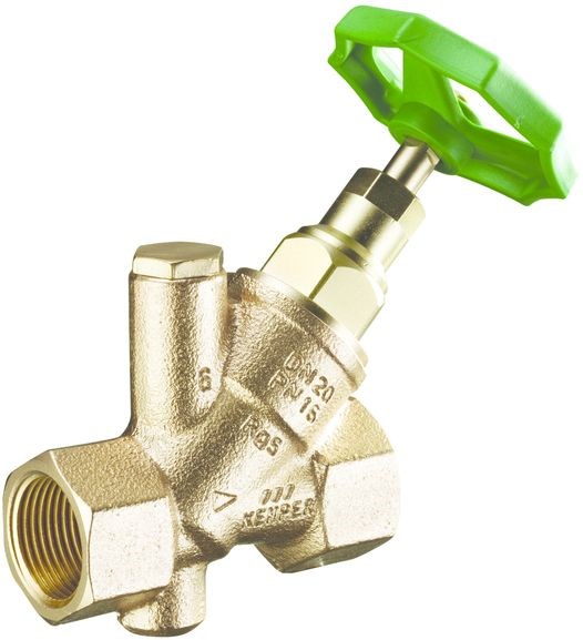 KEMPER 191 02 uzatvárací ventil DN32, Rp1 1/4", MM, PN16, závitový, šikmý s vypúšťacou zátkou, bronz