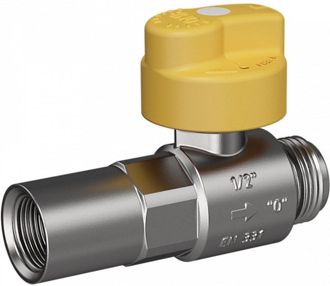 MERABELL VAIT guľový kohút Rp1/2"xG1/2", bezpečnostný, priamy, plyn, mosadz