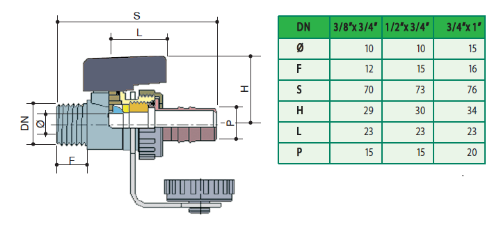 IVR 904 vypúšťací ventil kotla 1/2”x3/4” s hadicovou koncovkou a zástrčkou