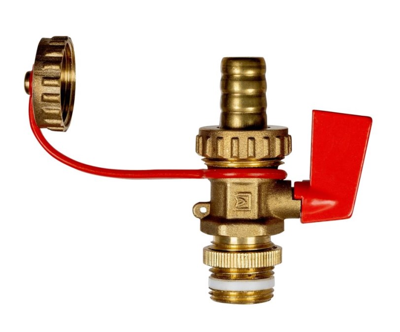 AFRISO KFE plniaci a vypúšťací ventil G1/2", s prevlečnou maticou G3/4", mosadz