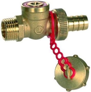GIACOMINI R608 guľový kohút 3/4" vypúšťací, s hadicovou vývodkou a zátkou, mosadz