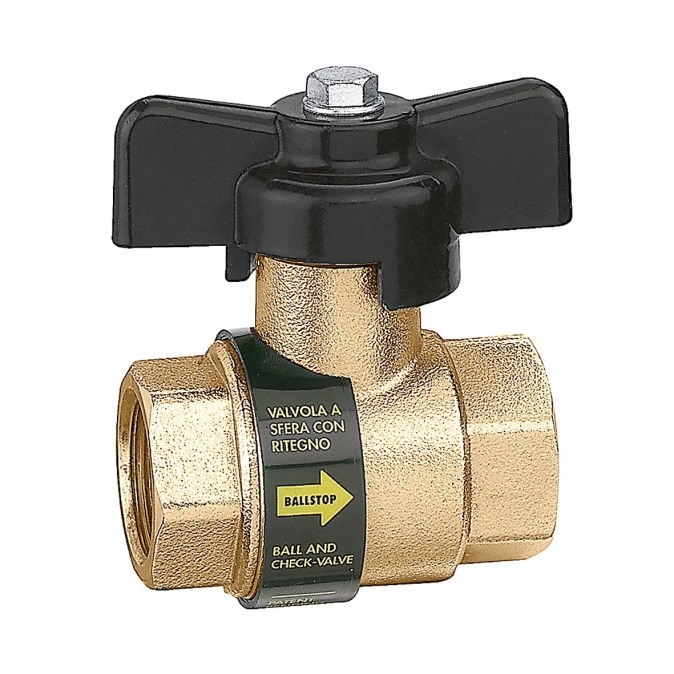 CALEFFI BALLSTOP 3230 guľový uzáver 1/2" so spätným ventilom, vnútorný závit, motýľ, voda