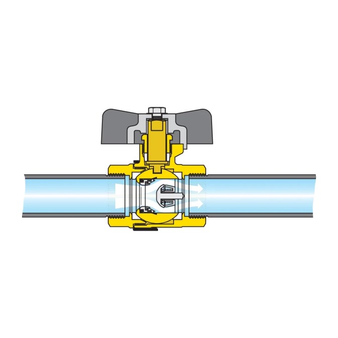 CALEFFI BALLSTOP 3230 guľový uzáver 1/2" so spätným ventilom, vnútorný závit, motýľ, voda