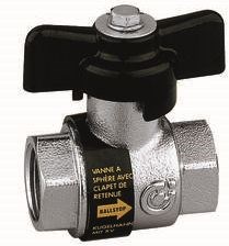 CALEFFI BALLSTOP 3230 guľový uzáver 3/4" so spätným ventilom, vnútorný závit, motýľ, voda