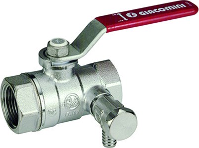 GIACOMINI R250DS guľový kohút FF2"x3/8" závitový, vypúšťací, páka, voda, mosadz/chróm