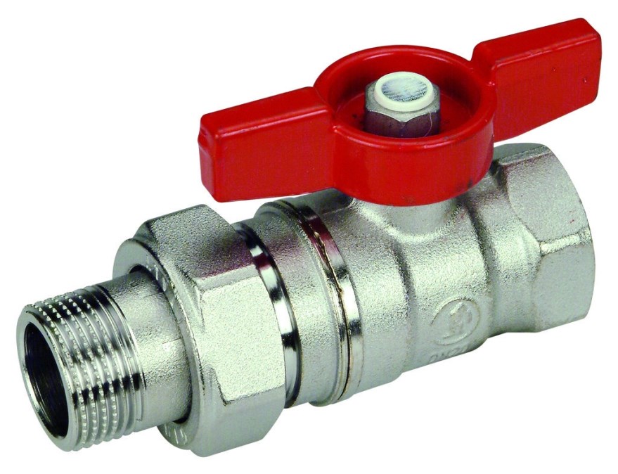 GIACOMINI R259D guľový kohút 1/2"x1/2", so skrutkovaním, vnútorný a vonkajší závit, červený motýľ, voda, mosadz, chróm