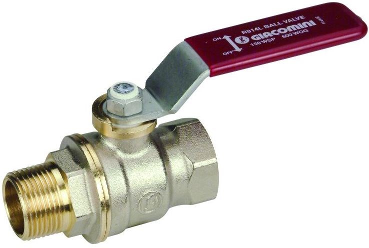 GIACOMINI R914L guľový kohút FM1/2"závitový, plnoprietokový, páka, voda, mosadz