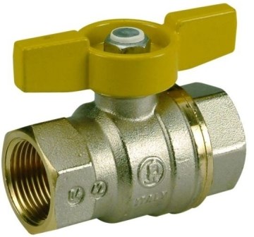 GIACOMINI R951 guľový kohút FF1/2"závitový, plnoprietokový, ťažký rad, motýľ, plyn, mosadz