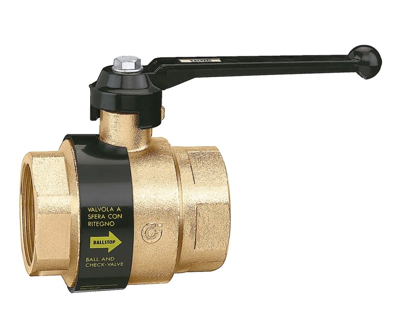 CALEFFI BALLSTOP 3230 guľový uzáver 1" so spätným ventilom, vnútorný závit, páka, voda
