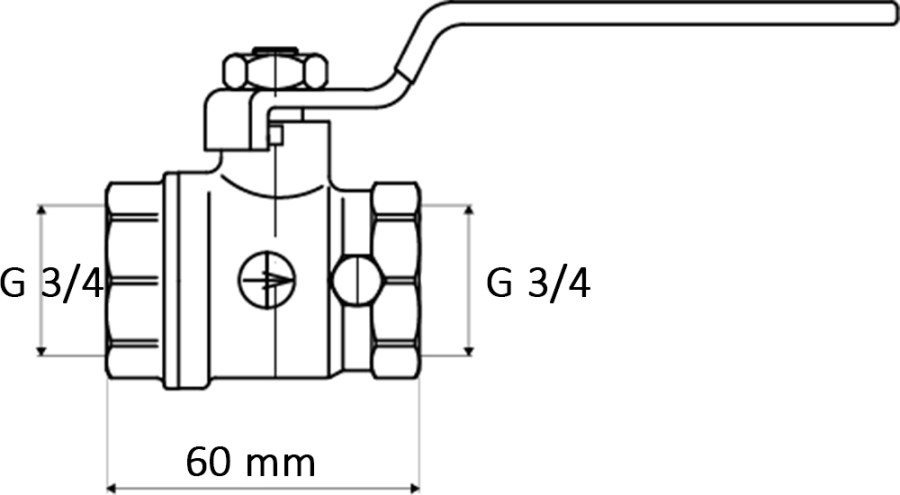 Slovarm KE-261 guľový kohút G3/4, F/F, závitový, páka, voda, mosadz, s odvodnením