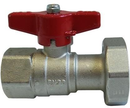 Guľový kohút FF1/2"x6/4" závitom, s prevlečnou maticou, motýľ, voda, mosadz/zliatina