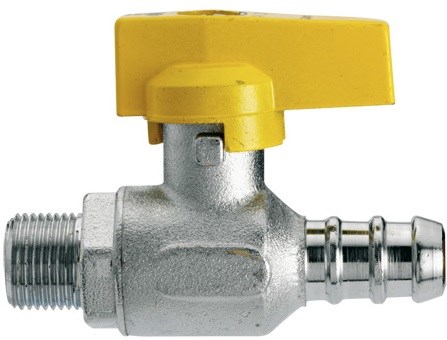 IVR 162 guľový kohút M 3/8"x8mm, s hadicovou prípojkou, závitový, páka, plyn, mosadz, poniklovaný