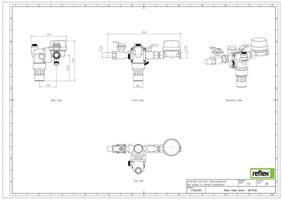 REFLEX FILLSET COMBI dopúšťací ventil 1/2“