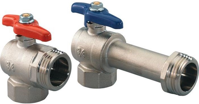 UPONOR guľový ventil 1" rohový, pre rozdeľovač, 2ks, voda, mosadz (sada)