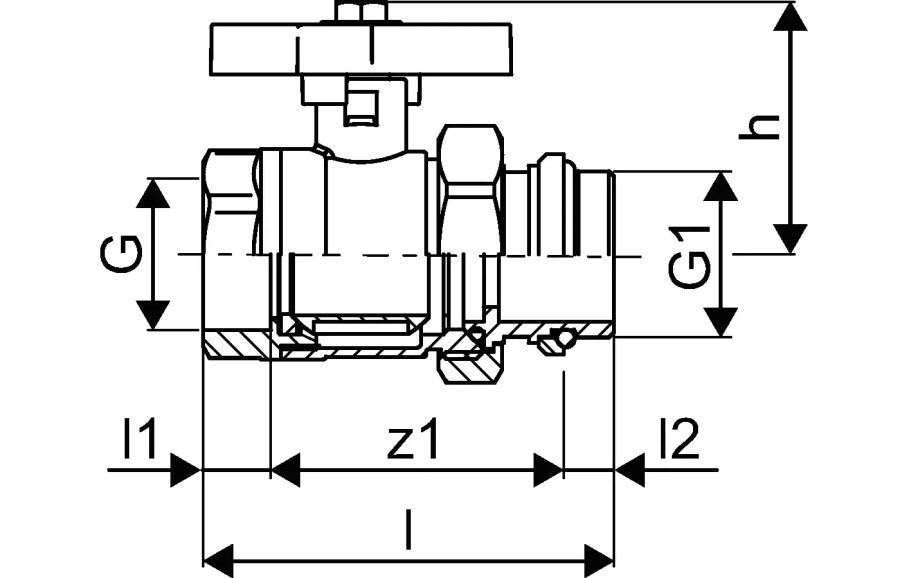 UPONOR VARIO set guľových kohútov G1-G1 pre rozdeľovač, vnútorný/vonkajší závit, s prevlečnou maticou, voda, mosadz (sada)