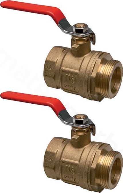 UPONOR MAGNA set guľových kohútov 1 1/2", pre priemyselný rozdeľovač, vonkajší závit, páka, kúrenie, mosadz (sada)