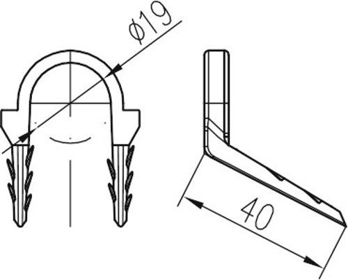 CHUDĚJ podlahová príchytka typ B pr.19mm, uhlová