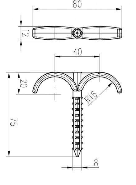 CHUDĚJ N2x25/75 príchytka 8mm, natĺkacia, plast