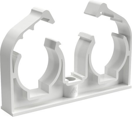 CHUDĚJ dvojpríchytka na potrubie z medi 2x22mm, s klipom