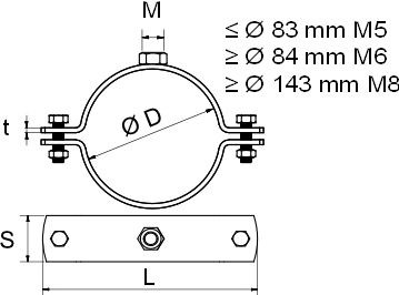 Objímka 220-229mm dvojskrutková, bez gumy, oceľ