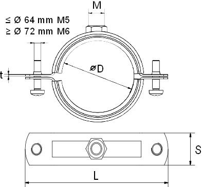 Objímka 17-19mm clip, dvojskrutková, s gumou, oceľ
