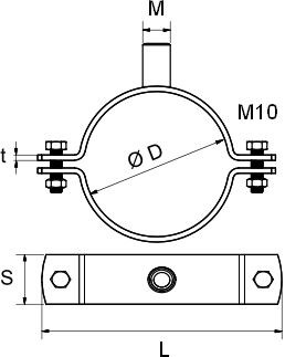 Objímka 48-53mm masív, dvojšróbová, s uni maticou, bez gumy, oceľ