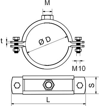 Objímka 159-165mm, masív, M12, s gumou, oceľ