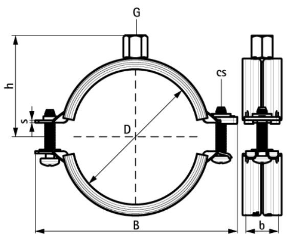 WALRAVEN KSB2 objímka 48-52mm pre M8/10, dvojskrutková, s gumou, oceľ