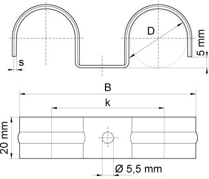 WALRAVEN BIS objímka 25mm podlahová, dvojitá, oceľ