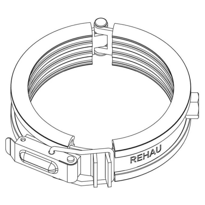 REHAU RAUCLAMP FIX zvukovoizolačná svorka DN110, M8/M10, rýchloupínanie, oceľ/pozink