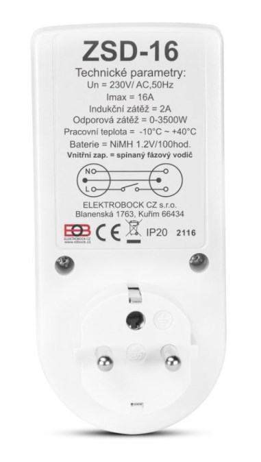 ELEKTROBOCK digitálna spínacia zásuvka, 230V, biela