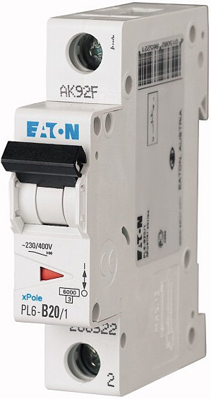 EATON PL6-B20/1 istič 6kA, 20A, B, jednopólový