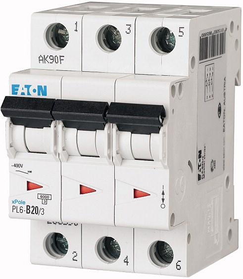 EATON PL6-B20/3 istič 6kA, 20A, B, trojpólový