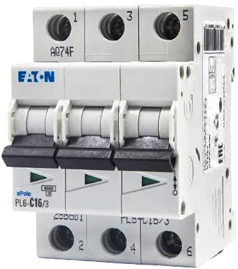 EATON PL6-C16/3 istič 6kA, 16A, C, trojpólový