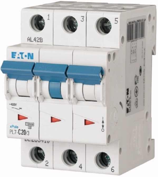 EATON PL7-C20/3 istič 10kA, 20A, C, trojpólový