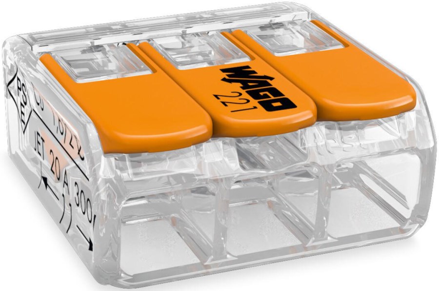 WAGO COMPACT krabicová svorka 3x0,2-4mm, transparentná/oranžová