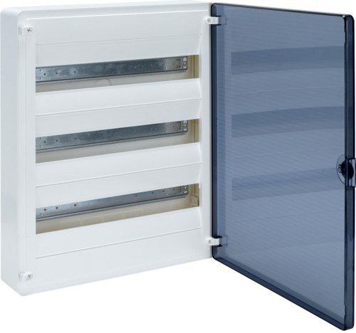 HEGER VS GOLF rozvodnica 390x99x500mm, nástenná, 3 rady, 54 modulov, transparentné dvierka, plast, biela