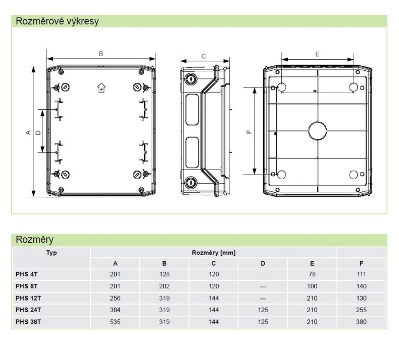 NOARK PHS 12T rozvodnica 319x144x259mm, montáž na omietku, 1 rad, 12 modulov, ABS, šedá