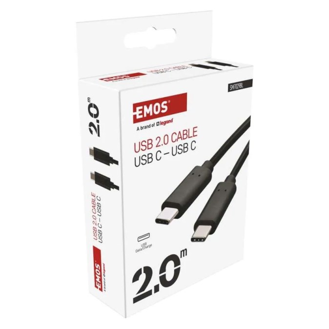 EMOS nabíjací a dátový kábel 2 m, USB-C/USB-C
