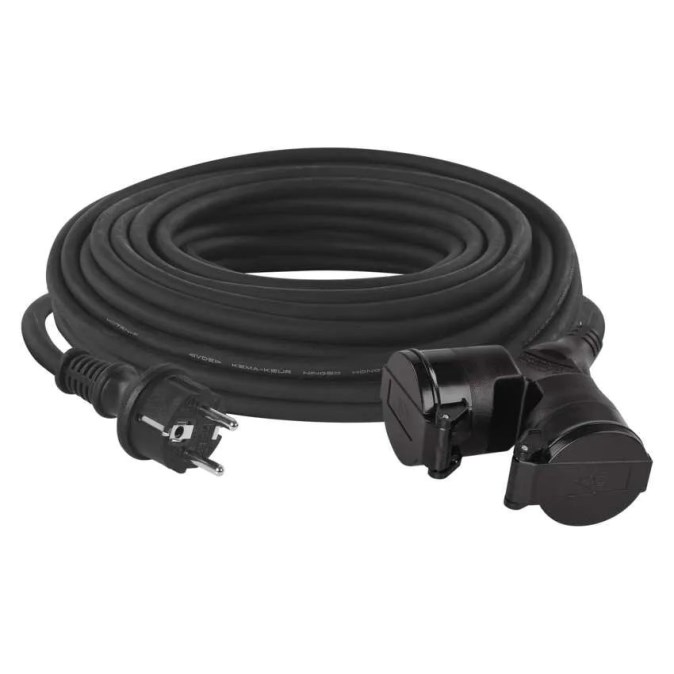 EMOS P0603PTK predlžovací kábel 20 m, IP44 + nabíjacie LED svietidlo P3214 (sada)